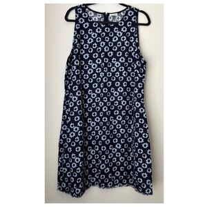 Garnet Hill Linen Fringe-Hem A-Line Dress Size 16 NEW Blue Coastal Minimalist